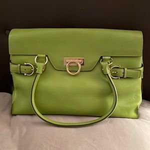Rare:  Authentic Salvatore Ferragamo Lime Green Satchel